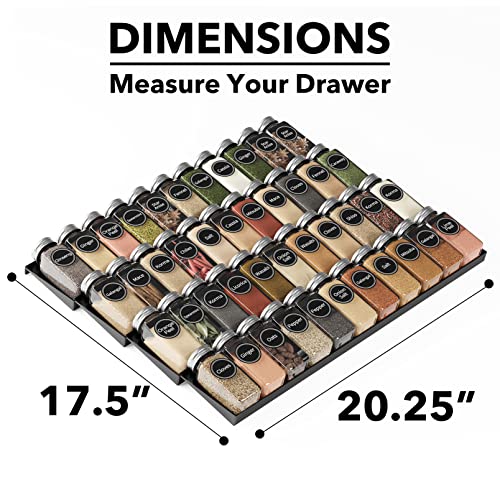 Spice Drawer Organizer with 44 Spice Jars (44 Jars, 20.25" Wide)