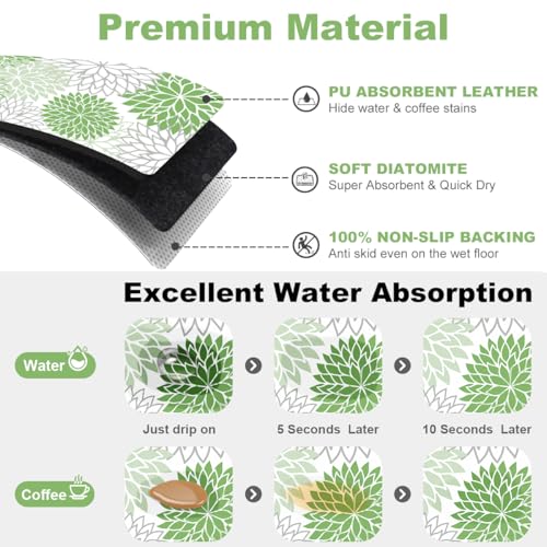 2Pcs Dish Drying Mat & Sink Splash Guard (Green / 12" X 20" + 24" X 5.5")