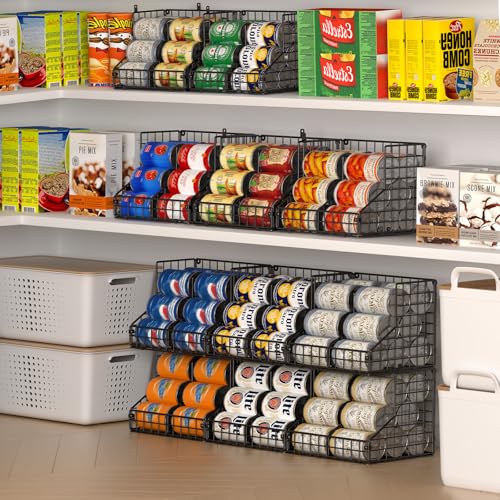 6 Pack Stackable Can Organizer for Pantry with Adjustable Dividers (S-(6 pack))