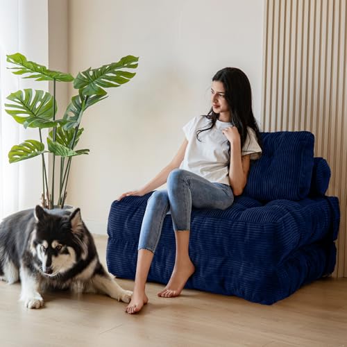 Folding Sofa Bed (Navy / Single)