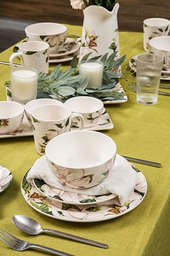 Magnolia Floral Ceramic 14 inch Rectangular Serving Platter (Magnolia Floral)