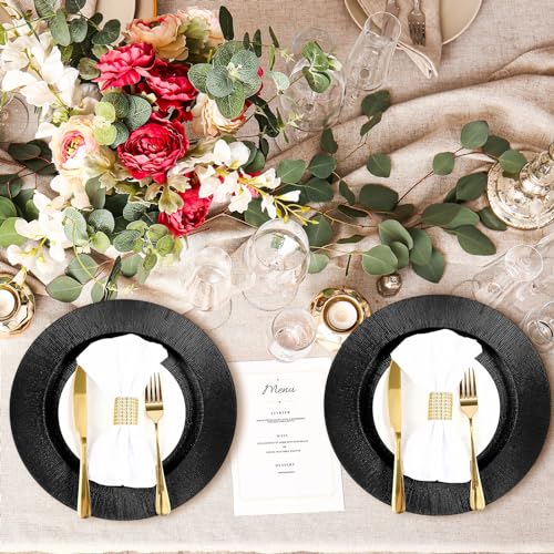 100 Pcs Charger Plates Bulk (Modern Style / Black)