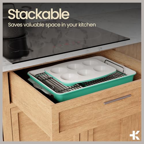 Bakken 8 Piece Stackable Bakeware Set (Teal / Pack of 8)