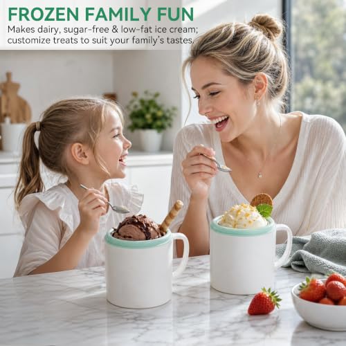 Home Ice Cream Maker Machine with 2 Ice Cream Bowls (White Green / Standard)
