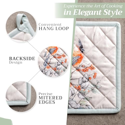 Pot Holders 100% Cotton Potholders (063 - Whitish Shabby Chique / 8" x 8" (Pot Holder Pack of 1))