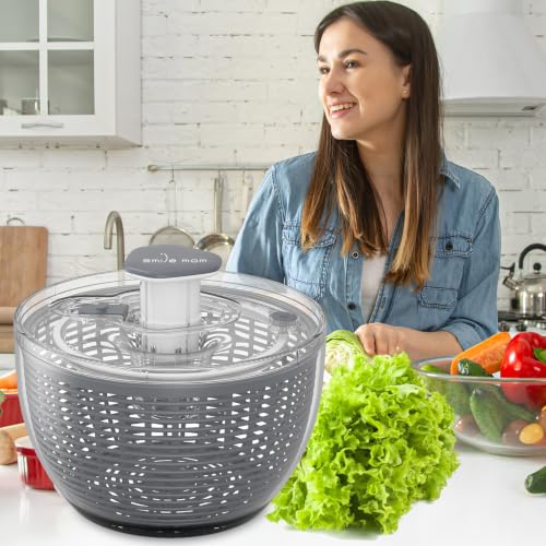 Salad Spinner Large Lettuce Spinner Kitchen Gadgets (6.3QT / Gray)