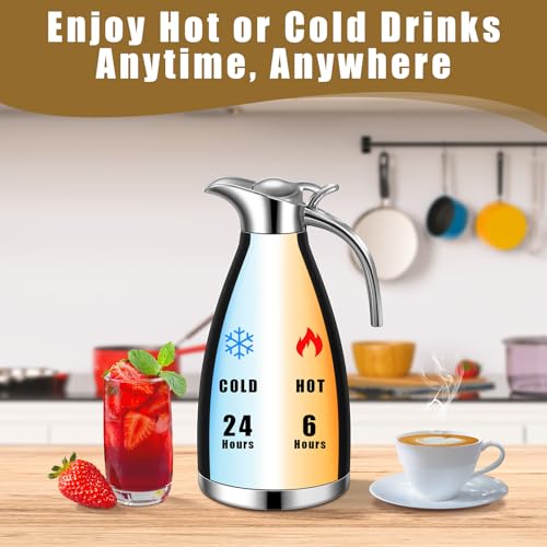 2 Pcs 68oz Thermal Coffee Carafe for Keeping Hot (Black)