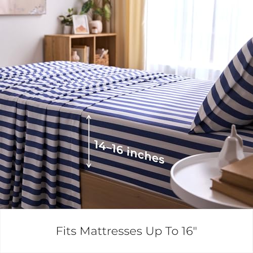 Iconic 3 Piece Sheet Set (3493 Oxford Stripe Blue Nova / Twin XL)