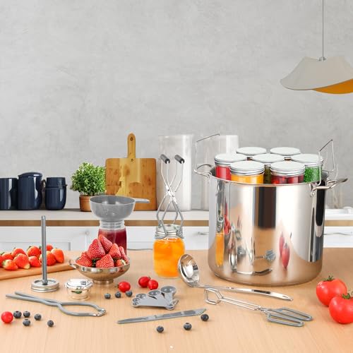 Canning Supplies Starter Kit with Canning Rack (11-Pcs Rack Set / Gray)