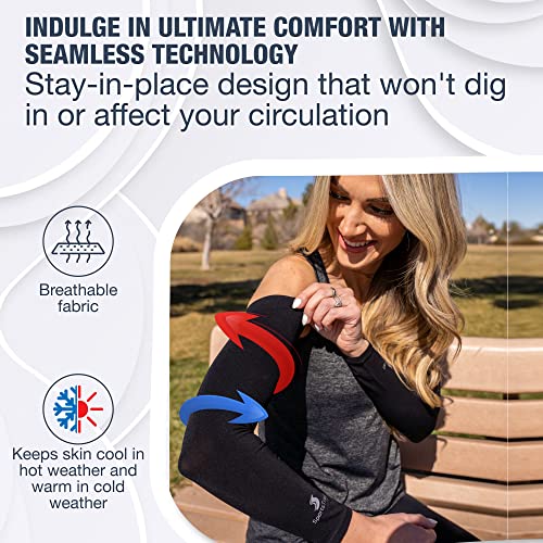 Cooling Arm Sleeves for Men & Women (3 Pairs: 1 Pair Black + 1 Pair Dark Blue + 1 Pair Gray / One Size)