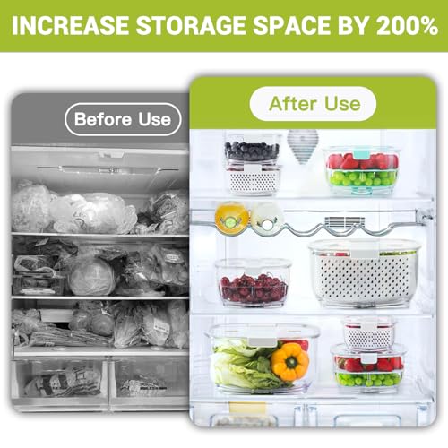 Fresh Produce Vegetable Fruit Storage Containers 3Piece Set (White Clear)