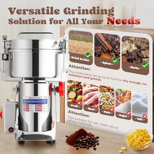 Grain Mill Grinder Commercial Spice Grinder (Silver / 2000g Swing)