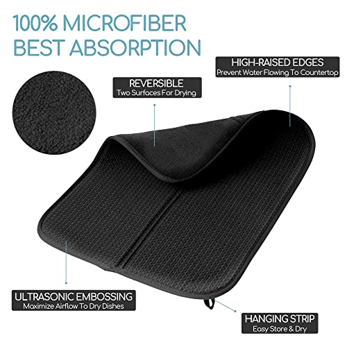Dish Drying Mats 2 Pack (16''X18'' / Black/Red)