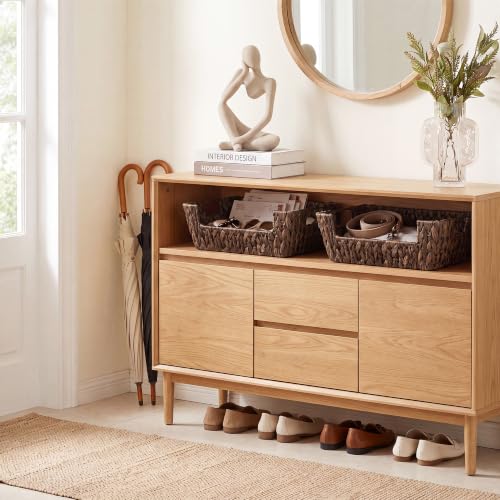 Pantry Baskets for Organizing (Brown(Water Hyacinth) / 13 ½"L x 10 ¾"W x 5"H)