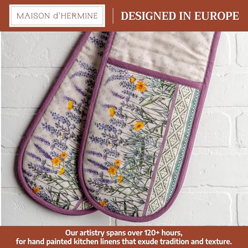 Double Oven Mitts 100% Cotton Double Oven Glove (016 - Fanny Lavender / 7" x 35" (Double Oven Mitt))
