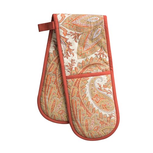Double Oven Mitts 100% Cotton Double Oven Glove (023 - Kashmir Paisley / 7" x 35" (Double Oven Mitt))