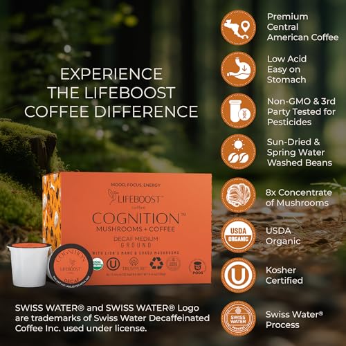 Cognition Decaf Mushroom Coffee K Cups (10 Count (Pack of 1))