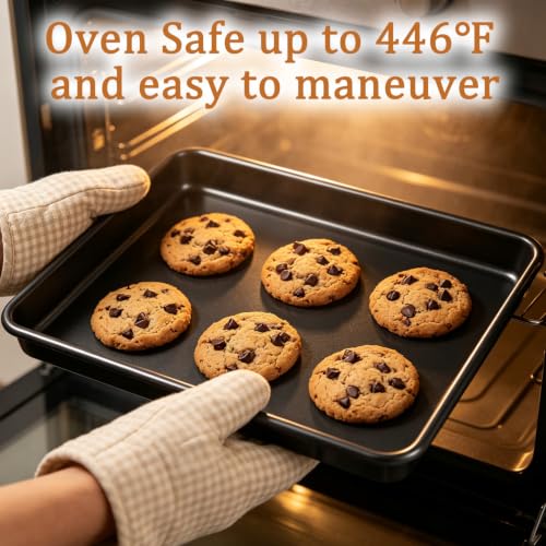 12.7 Inch Nonstick Baking Sheets & Cookie Trays for Oven (12.7in-Black)