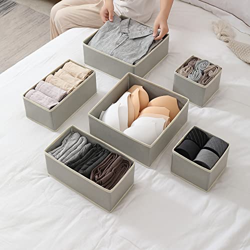 12 Pack Drawer Organizer Clothes (Gray / 12 Pack)