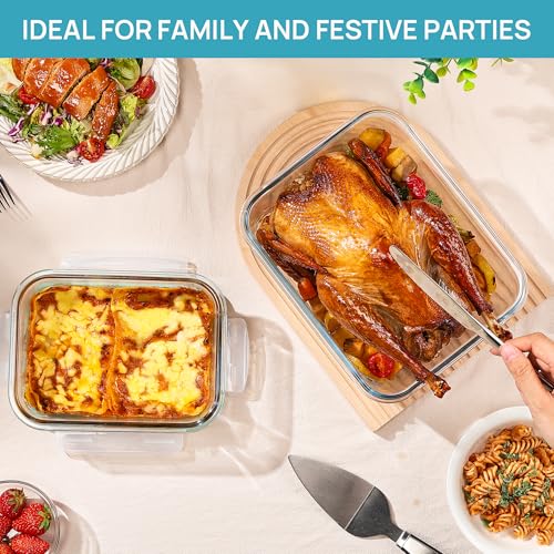 Large Glass Food Storage Containers with Lids (2pack 122oz+50oz)