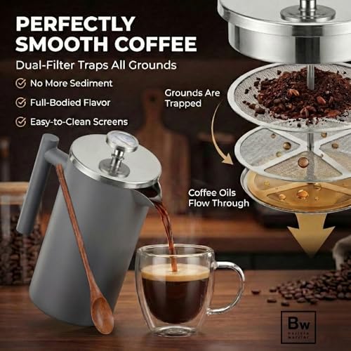 French Press Coffee Maker (Grey)