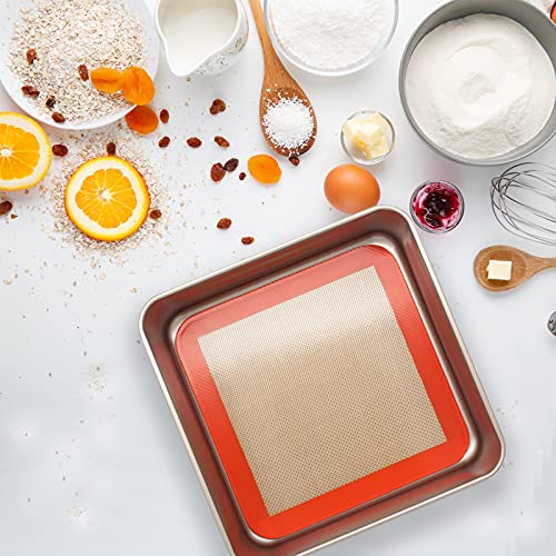Silicone Baking Mats for 8 inch Square Cake Pan (Bright Orange / 8"L x 8"W)
