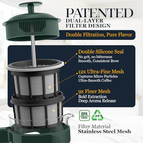 P3 French Press Coffee Maker (Green / 32 oz)