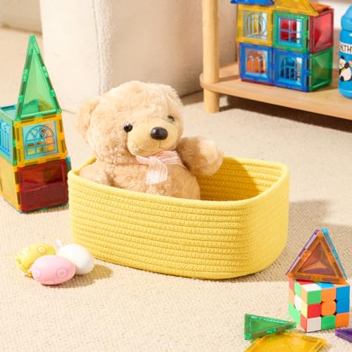 Small Storage Baskets for Organizing (4pcs-L11.5xW7.5xH4.7" / Yellow)