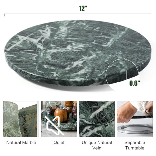 12" Marble Lazy Susan Turntable (Green / 12")