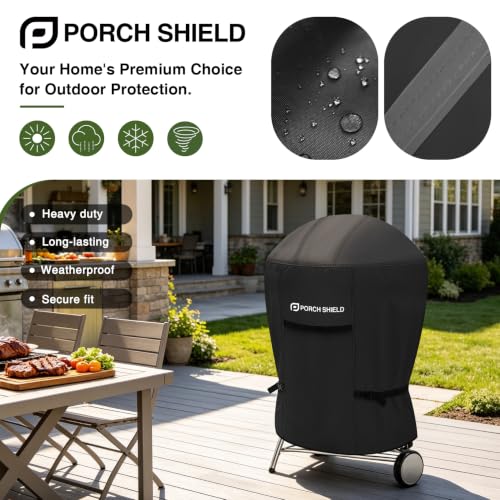 22 inch Outdoor Charcoal Kettle Cover 27" Dia x 35" H (27" Dia x 35" H / Black-Round)