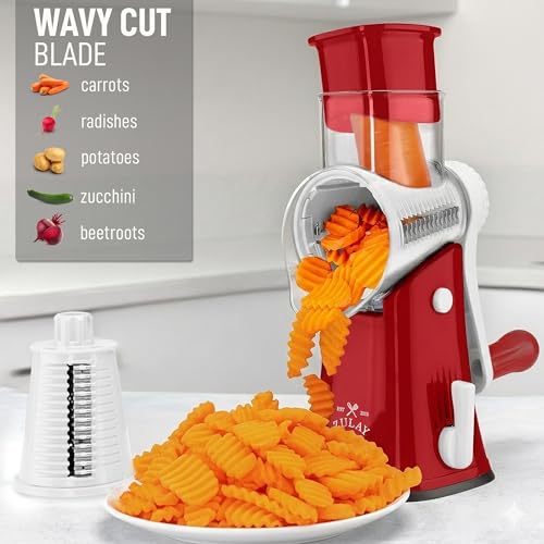 Rotary Cheese Grater Manual Hand Crank 5 Blade Shredder