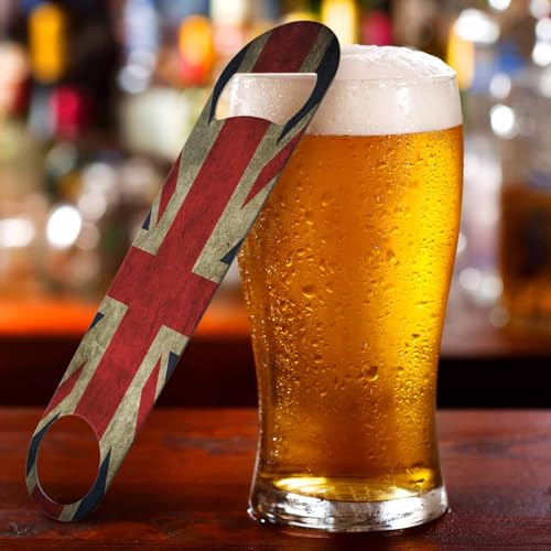 United Kingdom Flag Stainless Steel Bottle Opener Uk British National Flags with Red White Blue Flat Beer Bottle Opener Keychain for Home Kitchen Bar Restaurant Party Birthday Gift (United Kingdom Flag)