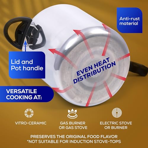 4.75 Quart / 4.5 Liter) Olla de Presion, Aluminum Pressure Pot with 6 Safety Systems, Compact 4–5 Serving Stovetop Cooker, Pressure Cooker made in Colombia, 25-Year Warranty