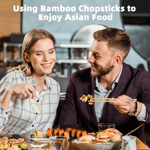 5 Pairs Bamboo Chopsticks Reusable Japanese Style Chopstick Gift Sets (Natural Bamboo Style 1)