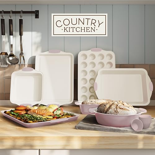 Nonstick Stackable Bakeware Set (Pink - 22 Pcs)