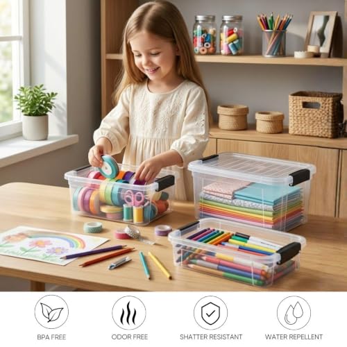 1.85 Quart Clear Plastic Storage Boxes with Lids (1.85 Quart)