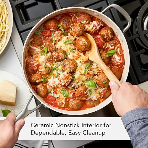 Hard Anodized Ceramic Nonstick Saute Pan with Lid (Matte Black / 5 Quart)