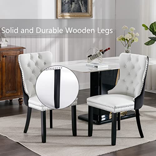 Black and White Dining Chairs Set of 2 (White)