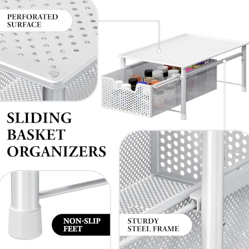 Stackable Cabinet Basket Drawer Organizer (1-Tier / White)