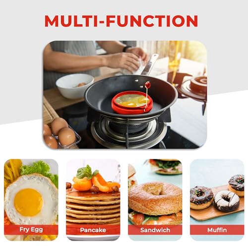 Professional 4 Inch Silicone Egg Ring (Red 4-Pack)