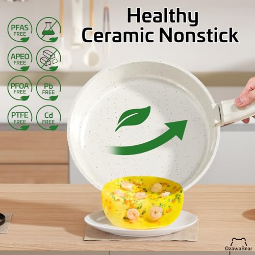 26 Pcs Pots and Pans Set Non Stick (Cream White / 26Pcs)