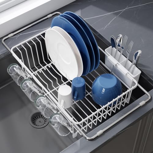 White Dish Drying Rack in Sink (White / For 12"-30"w Sink)
