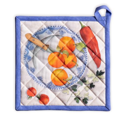 Pot Holders 100% Cotton Potholders (078 - Gourmand / 8" x 8" (Pot Holder Pack of 1))