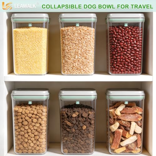 Airtight Small Cat Dog Pet Food Storage Containers BPA Free (Gray green / 2L-1pack)