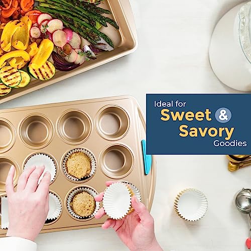 Baking Kit Nonstick Gold Steel Oven Set (Blue / 10 Piece)