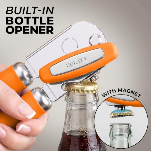 Stainless Steel Swing Open Manual Can Opener Comfortable Grip (Orange / Swing Open)