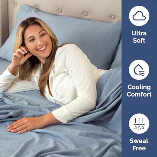 King Size 4 Piece Sheet Set (39 - Heathered Blue / King)