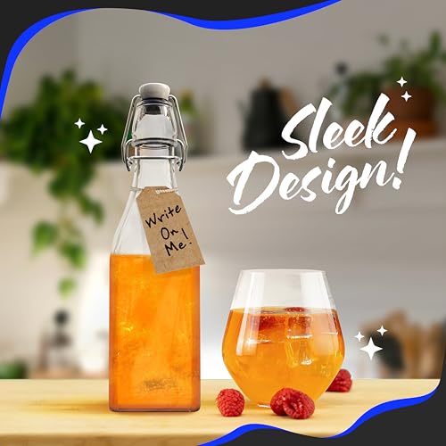 12 Oz Square Swing Top Glass Bottles with Airtight Lid 12 Pack (12 Pack - Square)