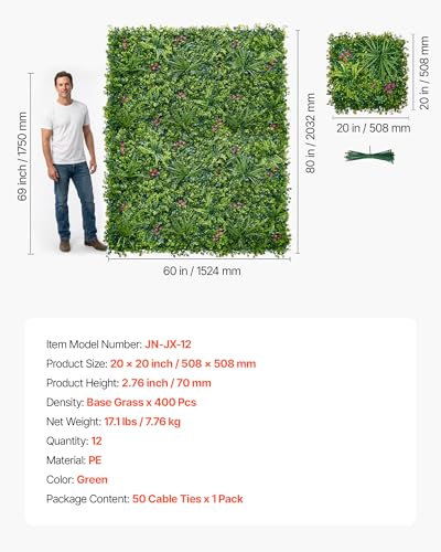 Artificial Plant Wall (Mixed Leaf / 20*20IN 12Pcs)