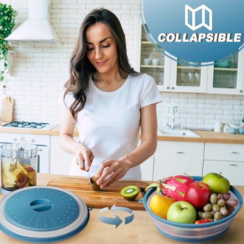 4 in 1 WENWELL Vented Collapsible Microwave Splatter Cover & Mat (2x10"cover & 2x10"mat)